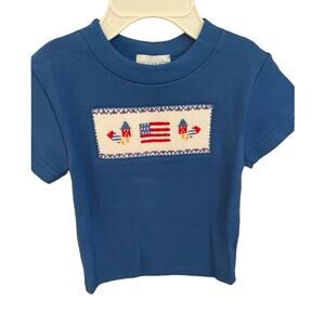 Vive la fete 4th July Smocked Royal Knit Short Sleeve Tee Shirt 12 months NWOT